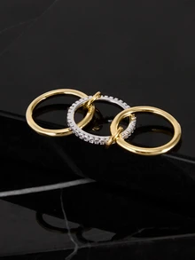 CHICVUE Women's 16k Gold Plated Cubic Zirconia Stacking Ring - Fine Jewelry Gift Gifts - Multicolor - View 3