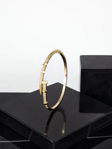 CHICVUE 1pc Elegant Buckle Nail Bangle,  Suitable For Festival Gifts Gifts - Gold - View 2