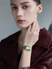 CHICVUE 1件女士优雅钢带方形表盘时尚奢华石英表，不含表盒，圣诞礼物 - 金色 - 查看 2