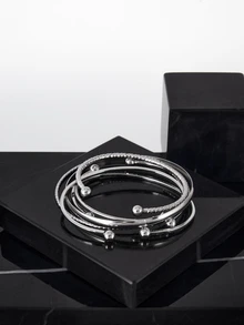 CHICVUE 1-25pcs Minimalist Five-Pointed Star Bracelet Set Gifts - Silver - View 3