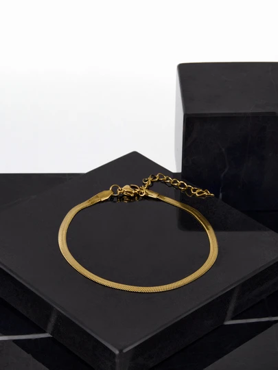 CHICVUE 2件套镀金不锈钢18K扁平链脚链套装，女士旅行度假海边佩戴，适合作为礼物送给女友、母亲或圣诞节礼物。