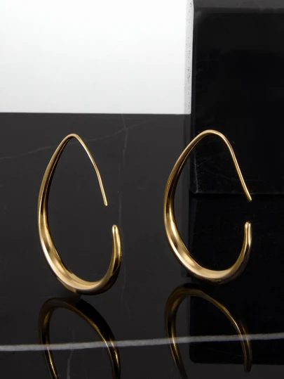 CHICVUE 1pair Simple U-Shaped Hoop Earrings For Women Gifts