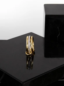 CHICVUE Women's 16k Gold Plated Cubic Zirconia Stacking Ring - Fine Jewelry Gift Gifts - Multicolor - View 7