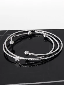 CHICVUE 1-25pcs Minimalist Five-Pointed Star Bracelet Set Gifts - Silver - View 5