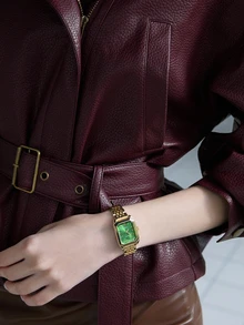 CHICVUE 1件女士优雅钢带方形表盘时尚奢华石英表，不含表盒，圣诞礼物 - 金色 - 查看 1