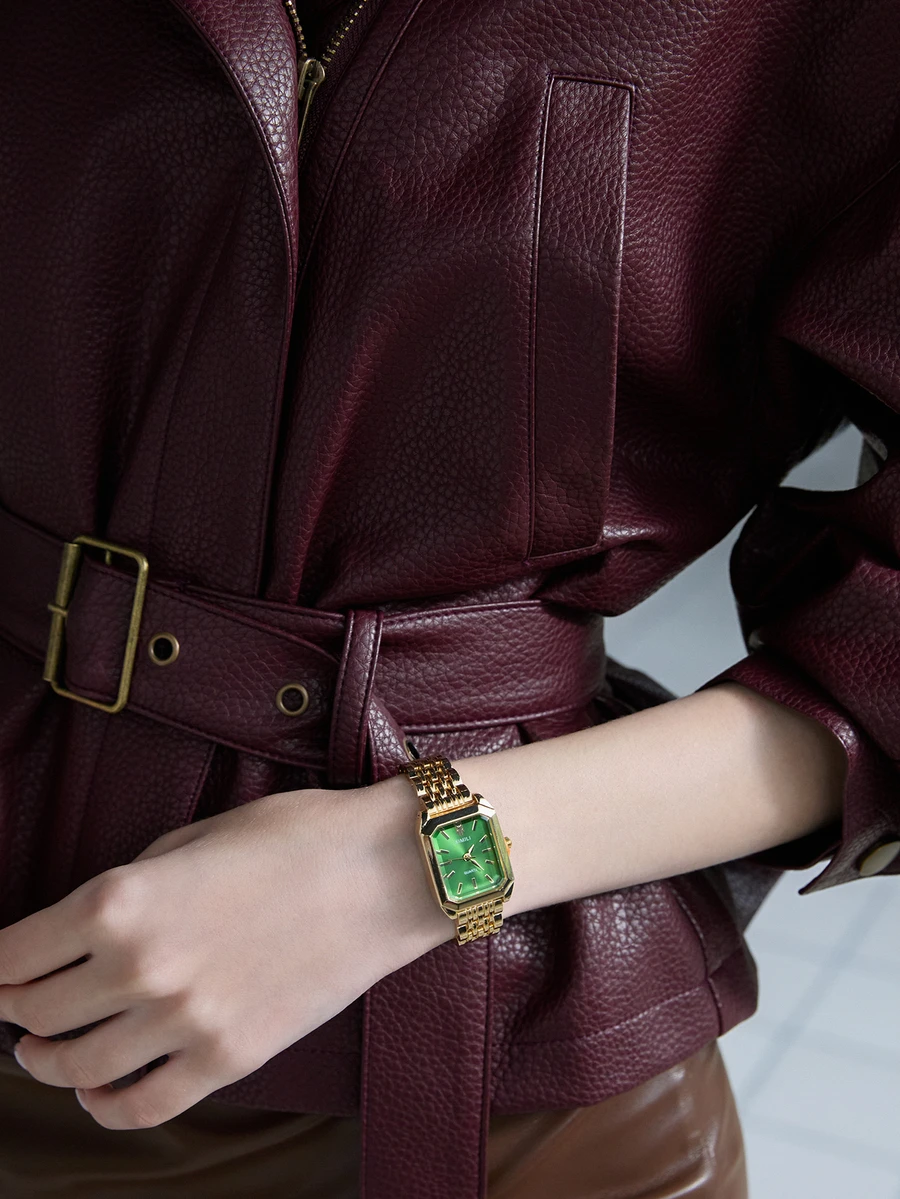 CHICVUE 1件女士优雅钢带方形表盘时尚奢华石英表，不含表盒，圣诞礼物 - 金色 - 查看 1