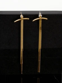 CHICVUE 1对创意流苏耳环，简约蛇骨设计，女士圣诞礼物 - 金色 - 查看 5