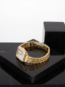 CHICVUE 1pc Women's Creative Roman Numeral Small Dial Square Metal Chain Quartz Steel Band Watch, Suitable For Back To School, Daily Matching, Birthday, Women's Gift, Anniversary, Singles' Day, Promotion, No Gift Box Gifts - Gold - View 6