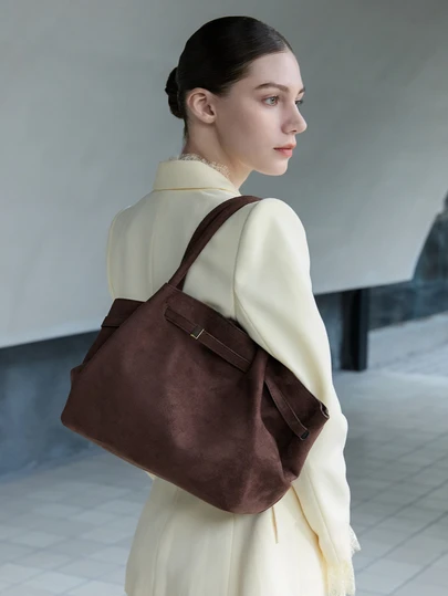 CHICVUE 1 pieza Bolso de mano de ante sintético FEISTURE, bolso de mujer elegante y maduro de unicolor y gran capacidad, estilo vintage adecuado para chicas, damas, estudiantes universitarias y trabajadoras de oficina, nuevo bolso de mujer para otoño e invierno, el mejor bolso de otoño, el bolso de ante talla grande nuevo y de moda para mujeres, regalo de Navidad y Navidad de invierno