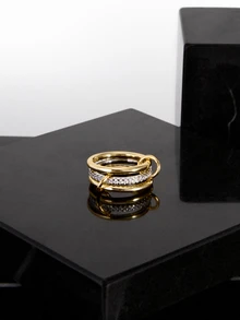 CHICVUE Women's 16k Gold Plated Cubic Zirconia Stacking Ring - Fine Jewelry Gift Gifts - Multicolor - View 8