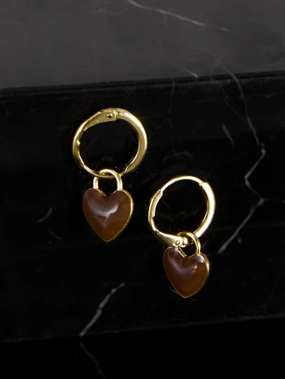 CHICVUE 2只双面油滴心形耳环，适合女性日常、约会、度假、婚礼、情人节、圣诞节等场合作为礼物