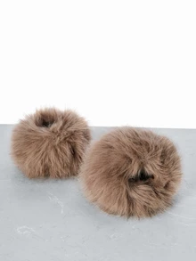 CHICVUE 1 Pair Solid Color Fluffy Cuff Sleeves, Autumn/Winter Accessory For Women Gifts