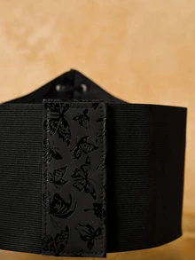 Tropiscape Cinto Elástico Feminino com Fivela Decorativa de Borboleta, Cinto Largo com Amarração na Cintura, Acessório de Moda para Vestido de Camisa, Cinto Modelador de Cintura Feminino para Vestido, Acessórios de Cinto Vintage Preto para Vestido, Cinto Modelador de Cintura para Vestido, Modelador de Cintura para Afinar a Cintura e Controlar a Barriga, Presentes de Natal