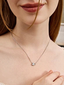 Hatastic 1件简约甜美镶嵌锆石双爱心吊坠项链，女士精致珠宝，派对礼物，母亲节礼物，圣诞节礼物 - 吊墜項鍊 - 查看 5