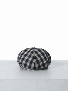 CHICVUE 1 chiếc mũ nồi kẻ caro cổ điển, mũ họa sĩ mùa hè dành cho nữ, chu vi đầu nhỏ, mũ bát giác hình đám mây, quà tặng Giáng sinh phong cách Nhật Bản - Màu xanh hải quân - Xem 2