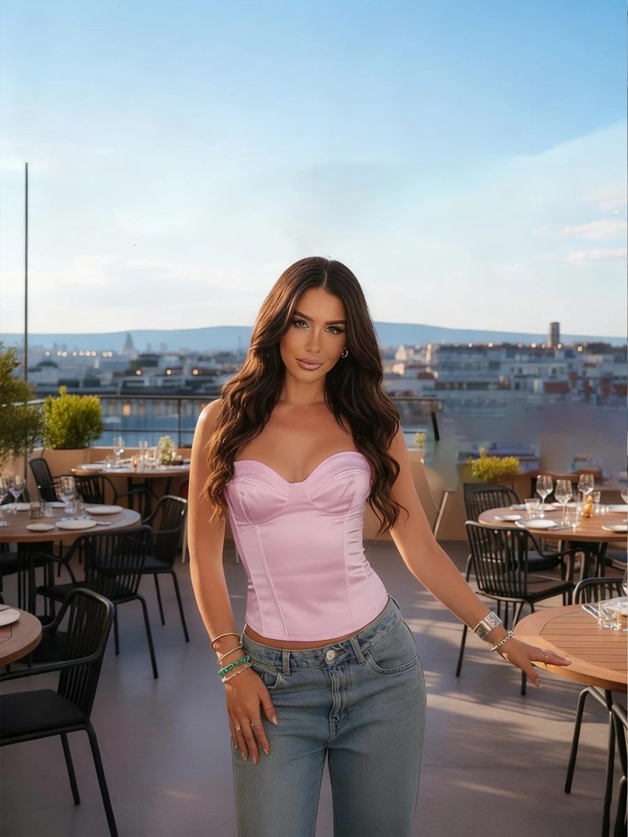 Camiseta de mujer elegante y sexy con cintura ceñida y diseño vintage de palacio