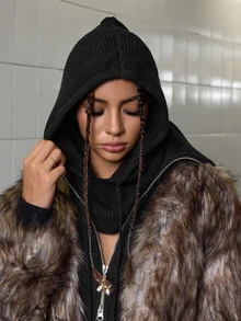 DareSee 1pc New Balaclava Hat, Winter Windproof Neck Warmer Wool Hat For Women, Warm Ear Protection, Suitable For , Thanksgiving Gifts