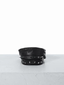 CHICVUE 1 pieza Gorra boina de estilo retro, de piel de imitación con remaches y estampado de leopardo, diseño único, unisex, para pareja, regalo de Navidad, estilo punk - Mariposa - Ver 2