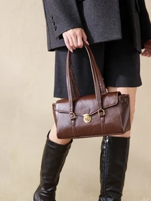 Clariva Túi xách thời trang cá nhân hóa độc đáo, Túi xách thời trang mới nhất dành cho nữ, Túi đi làm cổ điển dành cho nhân viên văn phòng, Quà tặng mua sắm chống thấm nước, Chống trộm, Có thể mở rộng, Đa năng, Đa chức năng, Túi đeo vai cao cấp Quà tặng Giáng sinh - Cà phê nâu - Xem 2