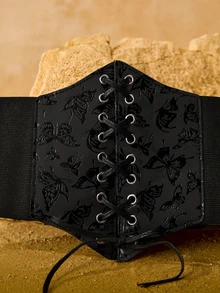 Tropiscape Cinto Elástico Feminino com Fivela Decorativa de Borboleta, Cinto Largo com Amarração na Cintura, Acessório de Moda para Vestido de Camisa, Cinto Modelador de Cintura Feminino para Vestido, Acessórios de Cinto Vintage Preto para Vestido, Cinto Modelador de Cintura para Vestido, Modelador de Cintura para Afinar a Cintura e Controlar a Barriga, Presentes de Natal