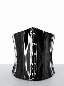 CHICVUE 1 Peça Espartilho Modelador de Cintura em Couro Envernizado com Fivela de Metal, Cincher de Cintura para Mulheres, Acessórios de Espartilho Bustier para Vestido, Gótico Punk Preto Cinto de Espartilho para Vestido, Modelador de Cintura para Afinar e Controlar a Barriga, Fantasia de Natal, Presentes de Natal - Preto - Visão 1