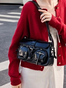 Hatastic Y2k Style Motorcycle Underarm Shoulder Bag,Casual Multicompartment Cool Bag For Girls,Suitable For Students,Commuting,Parties,Traveling And Gifting, Perfect For Music Festival, 2000s Fashion Style Bag For Women Christmas Gifts