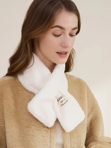Clariva 1pc Autumn/Winter Scarf, Fluffy Korean Style Thickened Solid Color Faux Fur Neck Warmer Women Winter Scarves Gifts - Multicolor - View 5