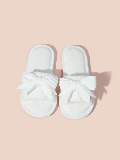 Hatastic 女士蝴蝶记忆棉露趾毛绒拖鞋，柔软鞋底，室内家居鞋，圣诞礼物