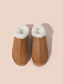 Hatastic 女士毛绒保暖拖鞋，舒适冬季雪地鞋，圣诞礼物 - 駝色 - 查看 2