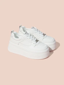 Hatastic 秋冬白色百搭休闲女鞋，时尚女士厚底运动鞋，圣诞礼物