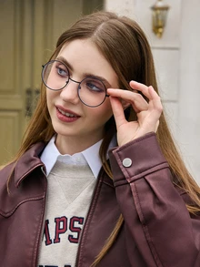 Hatastic 1副男女通用复古圆形无度数眼镜，圣诞礼物