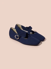 Hatastic 1 Đôi giày bệt nữ cỡ lớn, mũi vuông, kiểu dáng thường ngày, dễ mang, chắc chắn khi đi bộ, thiết kế quai Mary Jane có thể điều chỉnh, phù hợp cho phụ nữ trung niên và người cao tuổi, thích hợp làm quà tặng khi đi mua sắm hoặc tham dự lễ hội âm nhạc. - Màu xanh lam - Xem 4