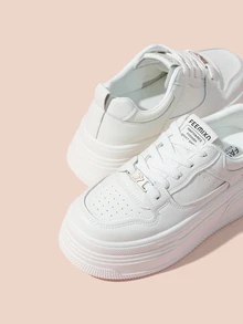 Hatastic 秋冬白色百搭休闲女鞋，时尚女士厚底运动鞋，圣诞礼物