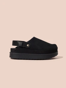 Hatastic 2024新款厚底拖鞋，休闲舒适，简约百搭，品质上乘；圣诞红色袜子，女士圣诞礼物 - 黑色 - 查看 7