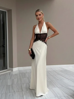 Women's Summer Vacation Dress, Vintage Palace Formal Dinner Party Sexy And Elegant Polyester Contrast Lace Dress