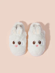 Hatastic Women's Plush Slippers, Warm & Comfortable For Indoor Daily Life, Casual Autumn/Winter Shoes, Decorative Details Low Heel Elegant Simple Round Toe Slip-On Ladies House Slippers Gifts Music Fest - White - View 5