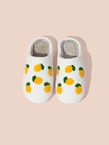 Hatastic Cute Non-Slip Lemon Pattern Winter Home Slippers For Women Gifts - Yellow - View 1