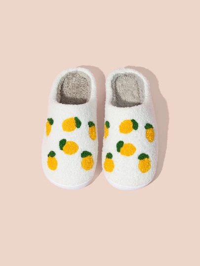 Hatastic Pantuflas de invierno para mujer con diseño de limón antideslizante, regalos de Navidad
