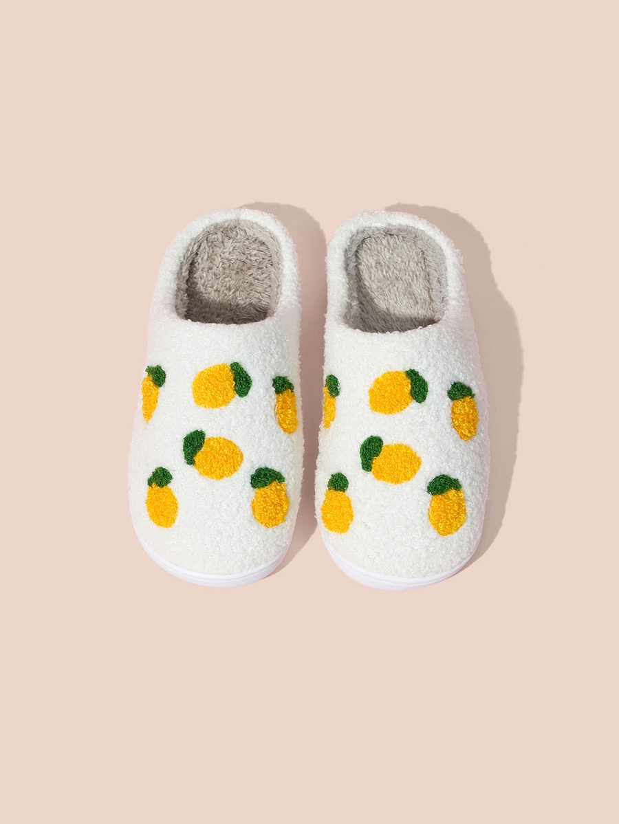 Hatastic Cute Non-Slip Lemon Pattern Winter Home Slippers For Women Gifts - Yellow - View 1