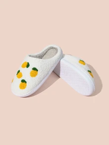Hatastic Cute Non-Slip Lemon Pattern Winter Home Slippers For Women Gifts - Yellow - View 2