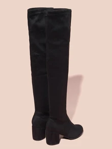 Hatastic Giày bốt cao đến đầu gối nữ mùa Thu/Đông, đế dày, màu trơn, mũi tròn, thời trang, gợi cảm, thích hợp làm quà tặng cho lễ hội âm nhạc. - màu đen - Xem 3