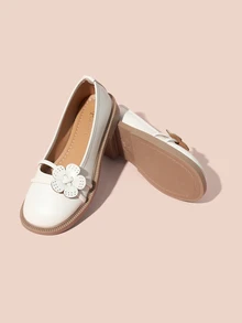 Hatastic 秋冬季女士花朵装饰平底鞋，时尚米色户外鞋，音乐节礼物 - 白色 - 查看 1