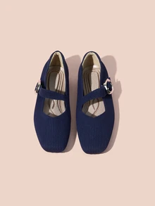 Hatastic 1 Đôi giày bệt nữ cỡ lớn, mũi vuông, kiểu dáng thường ngày, dễ mang, chắc chắn khi đi bộ, thiết kế quai Mary Jane có thể điều chỉnh, phù hợp cho phụ nữ trung niên và người cao tuổi, thích hợp làm quà tặng khi đi mua sắm hoặc tham dự lễ hội âm nhạc. - Màu xanh lam - Xem 2