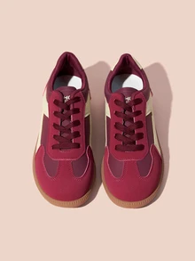 Hatastic Herbst/Winter Neue Damen Flache Schnürschuhe mit Farbblöcken, Runde Zehenpartie Bequeme Laufschuhe für Lässig, Pendeln, Ausgehen, Party, Ganzjährige Weihnachtsgeschenke