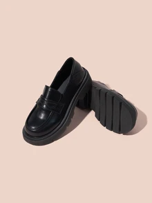 Hatastic 2024 New Arrival Platform Shoes Women, British Style Black Mary Jane Slip-On Loafers Gifts