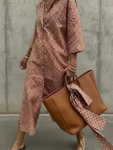 大码女式宽松条纹短袖衬衫裙，落肩系带开衩下摆休闲连衣裙，适合春秋季办公室、商务、旅行穿着。