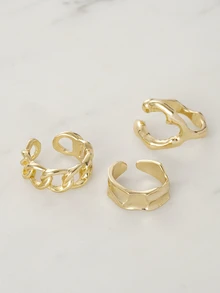 Clariva 12pcs Women Adjustable Asymmetrical Geometric Design Rings Set, [Note: Some Rings Are Open But Not Adjustable, Please Do Not Forcefully Bend Them As It May Cause Breakage, Sizes Are Already Labeled] Gifts - Gold - View 6