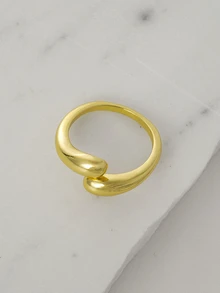 Clariva 1pc Stainless Steel Smooth Double Beads Adjustable Ring, Women's Wedding Couple Ring, Valentine's Day Jewelry Gift,Mom,Mother,Mother's Day,Gift Gifts - Teardrop Ring - View 4