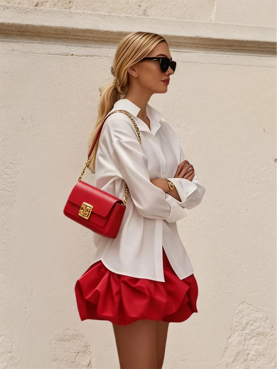 Women's Valentine's Dayback To School Mini Skirt, Versatile Skirt With Elastic, Bubble Skirt, Balloon Skirt, Eed Skirt, Ruffle Mini Skirt,