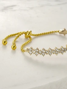 Clariva New Casual Fashion Ladies' Bracelet Watch, Cute Round Dial Decorated With Crystals, Rhinestone Embellished Watchband, Alloy Quartz Watch, Gift As A Gift For Students Returning To School Gifts